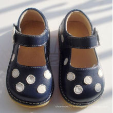 Navy with White Polka Dots Soft Squeaky Shoes 7 couleurs